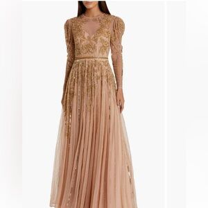 Elegant Gold Embellished Evening Gown